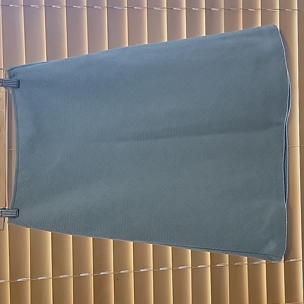 58). Pre-owned Sisley light blue skirt wool slight a-line front slit italy